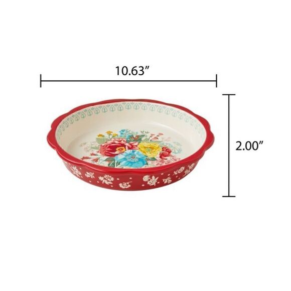 2023 🦋 New Pioneer Woman Fancy Flourish 10-Inch Stoneware Pie - Picture 6 of 10